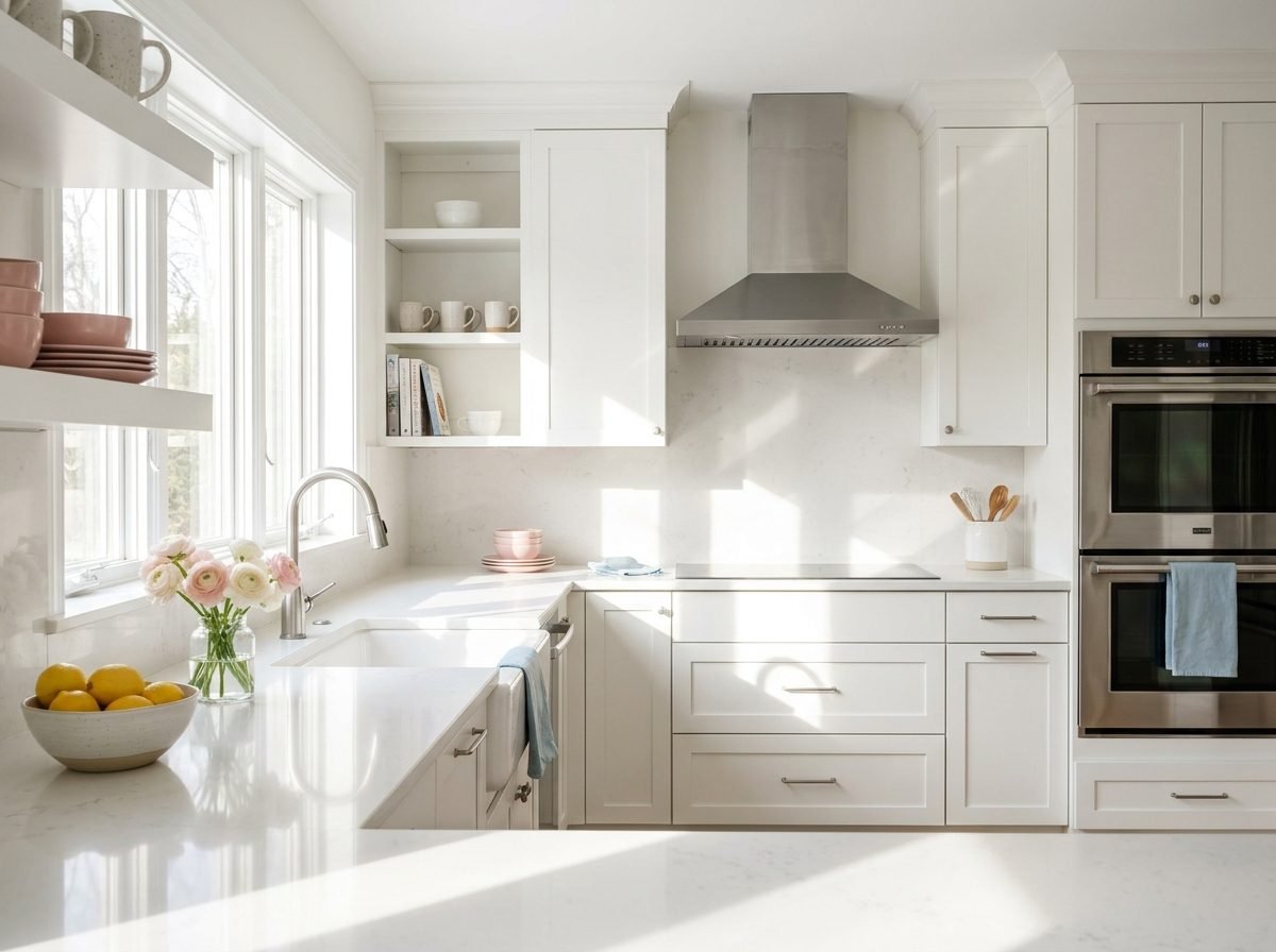 A flawless, sparkling-clean modern kitchen after a Pretty Ladies residential cleaning